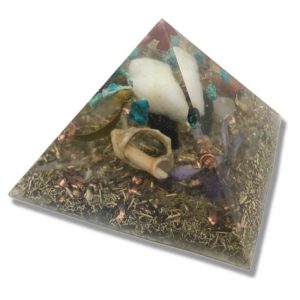 Orgonite Pyramide Gyseh - Chrysocolle & Jaspe Rouge